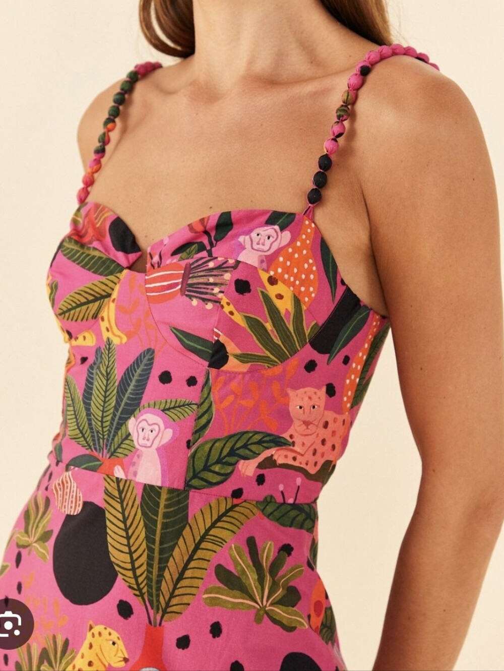 NWOT FARM Rio Pink Pop Leopards Mixed Midi Sz-Large